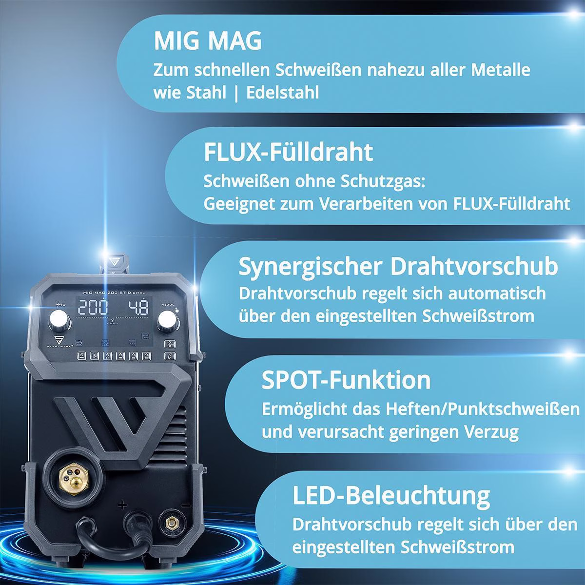 MIG/MAG-Schweißanlage MIG MAG 200 ST Digital m.Zub.20-200 A gasg