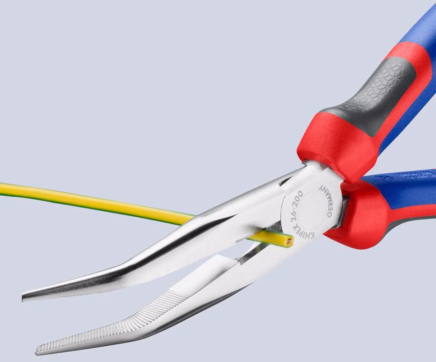 Flachrundzange L.200mm verchr.40Grad gew.Comfort-Griff