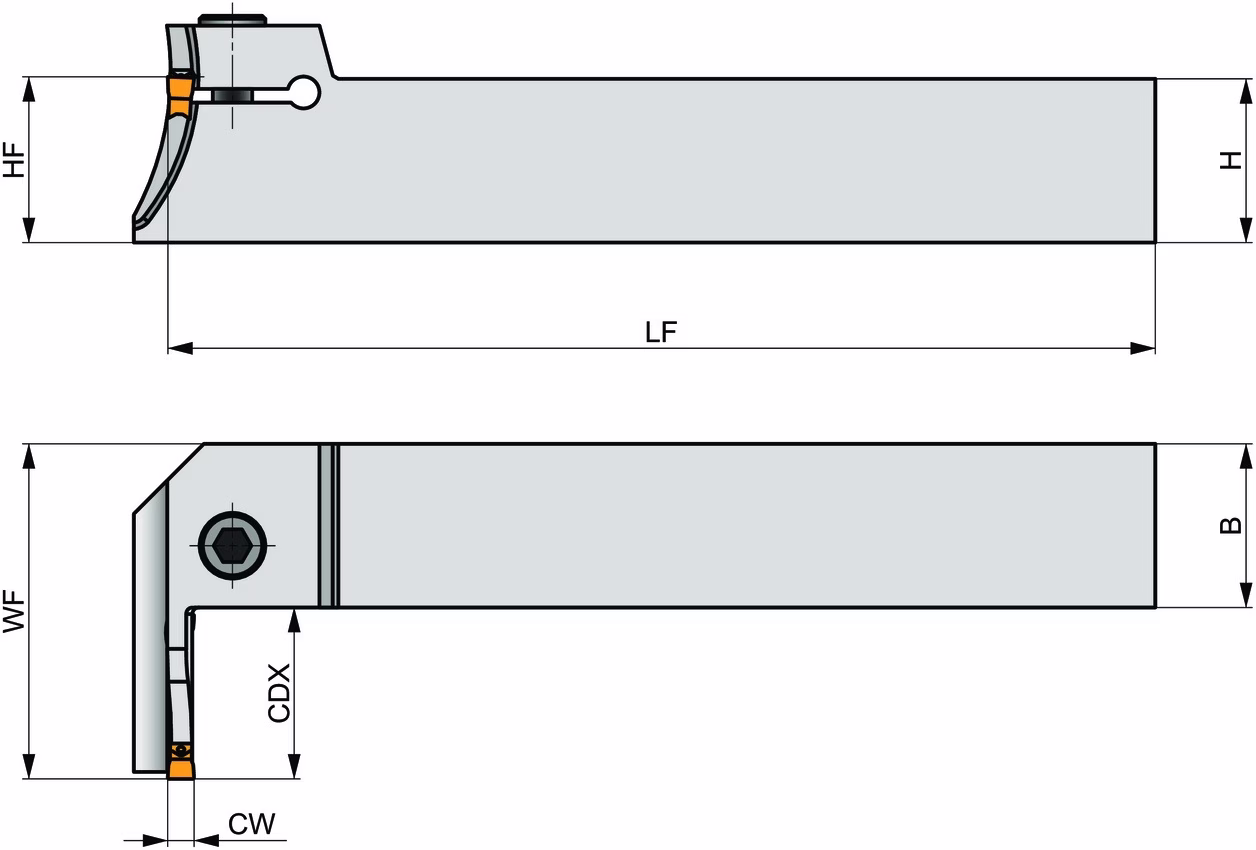 Planeinstech-Werkzeug ISO GL4-S2525MGR-25-R160090 Einstechtiefe 25mm Rechtslauf