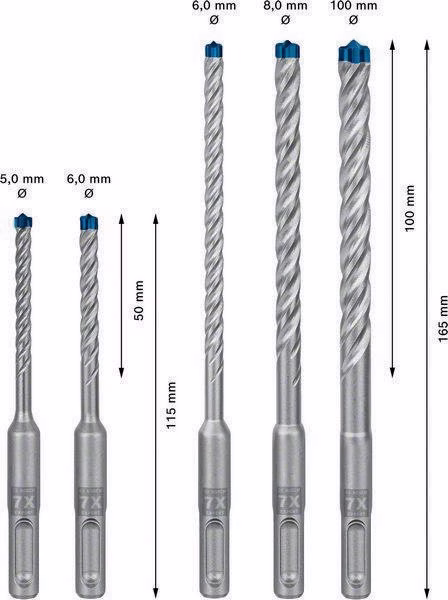 Hammerbohrersatz Expert plus 7X 5-tlg.SDS Plus Ku.-Kass.m.Euroloch
