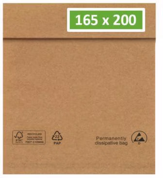 Papierbeutel 150/165x200mm, 70g/m² ESD, 100% Recyclingpapier