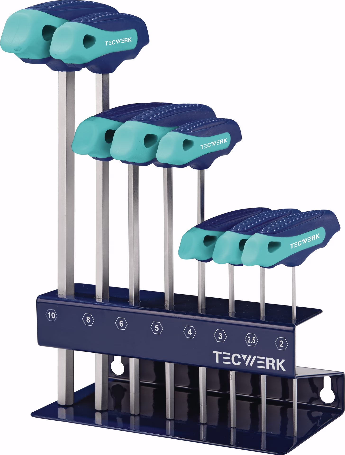 Stiftschlüsselsatz 8-tlg.SW 2-10 m.Quergr.im Werkbankständer