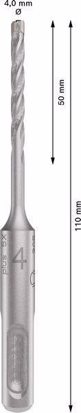 Hammerbohrer PRO SDS plus-5X D.4,0mm Arbeits-L.50mm L.110mm SDS plus