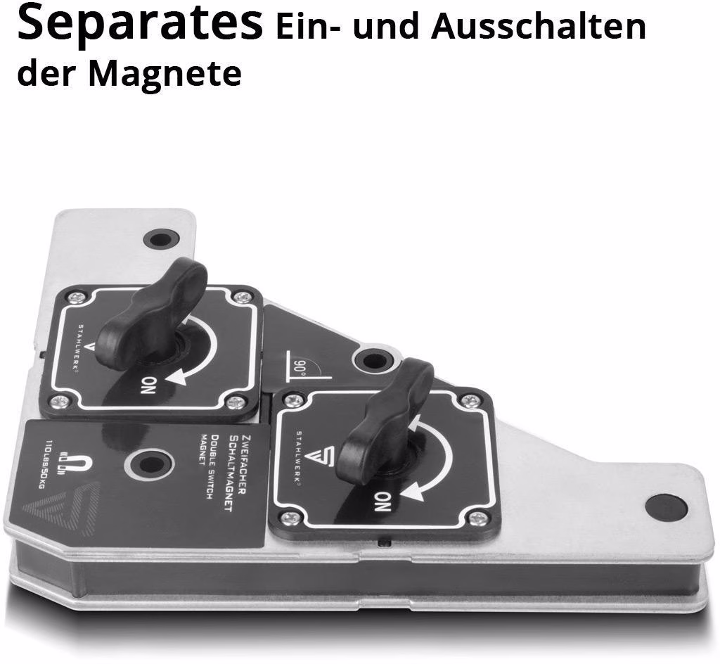 Zweifachschaltmagnet 50kg daN 90Grad