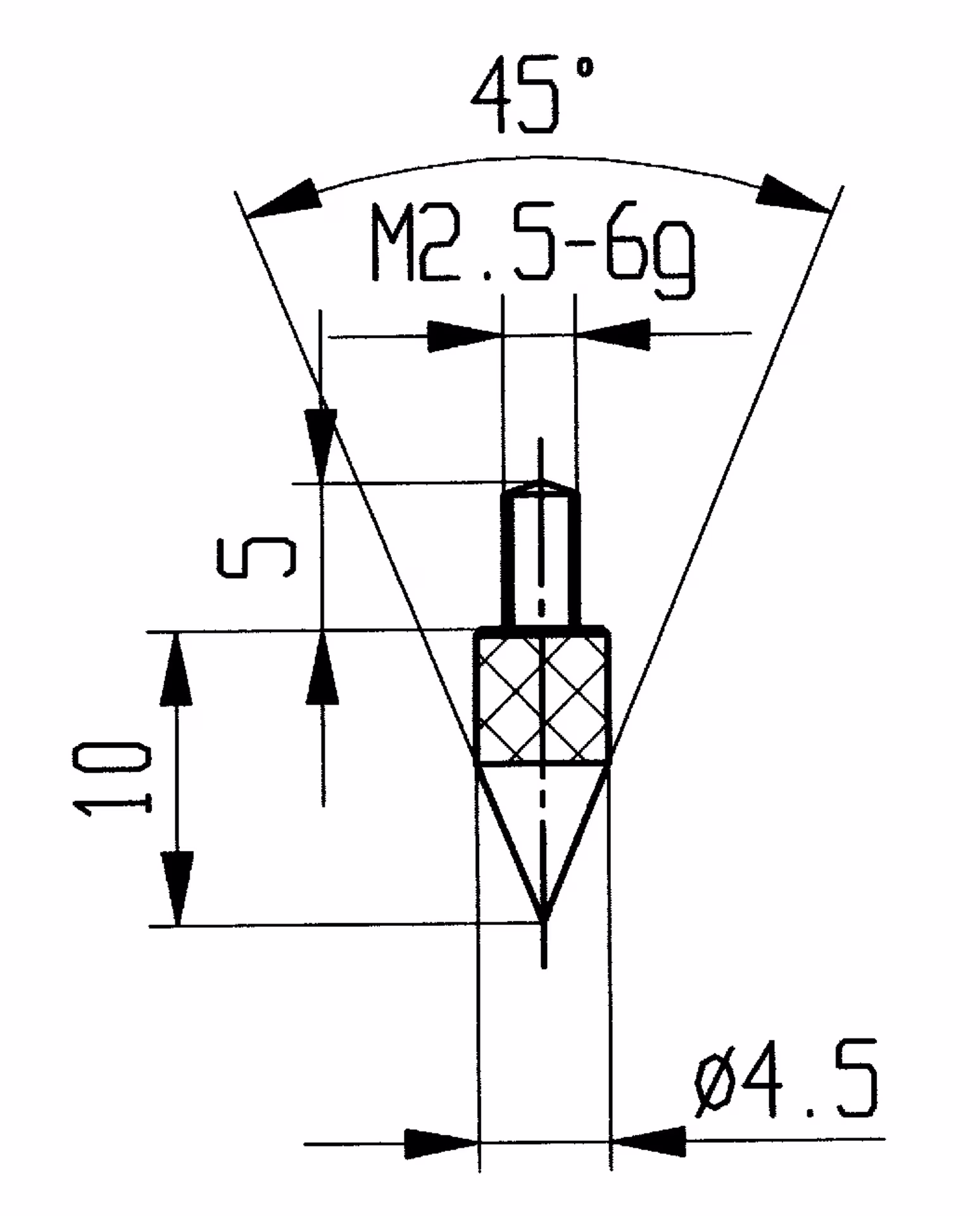 Messeins.45Grad Kegel M2,5 STA z.Messuhren