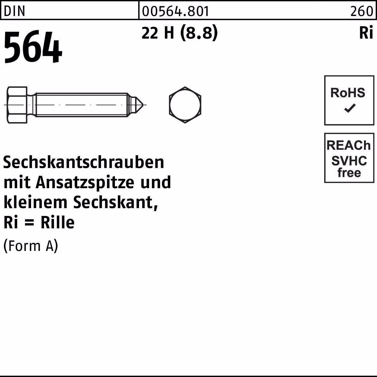 Sechskantschraube DIN 564 AM 22H (8.8)