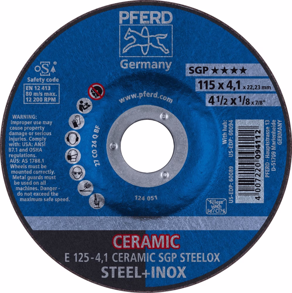 Schruppscheibe CERAMIC SGP STEELOX D125xS4,1mm gekr.SG STEELOX