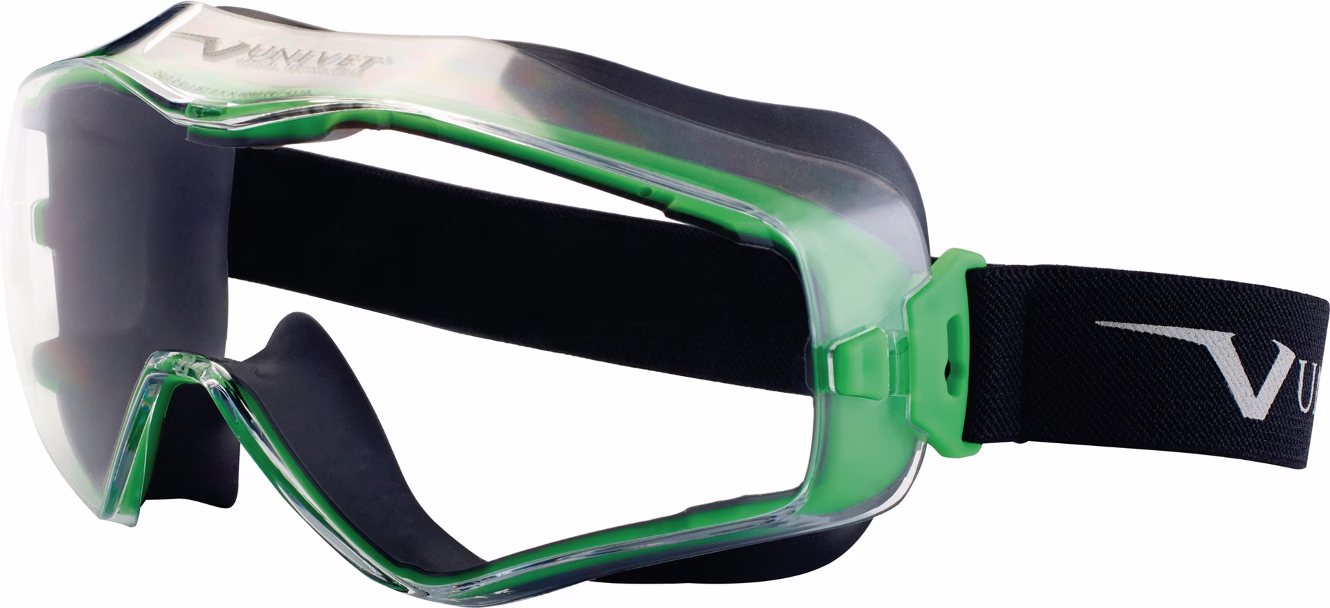 Vollsichtbrille 6x3 EN 166,EN 170 Rahmen gunmetallic/grün,Scheibe klar PC