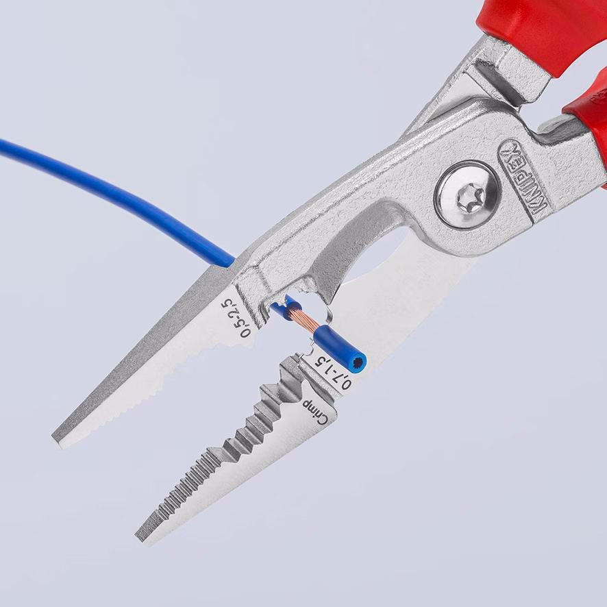 Elektroinstallationszange L.200mm VDE verchr.Mehrkomp.-Hüllen o.Öffnungsf