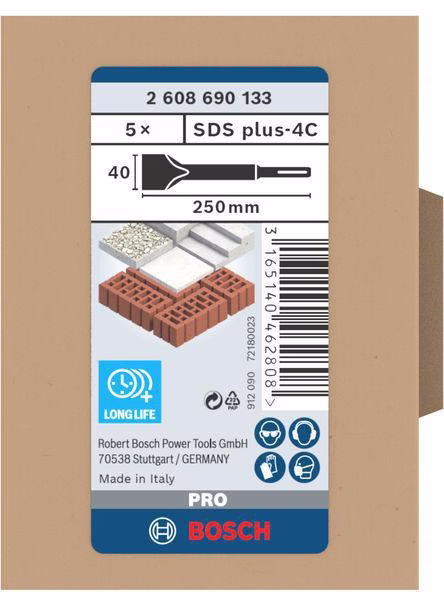 Spatmeißel Gesamt-L.250mm Schneiden-B.40mm SDS-plus 5er Pk
