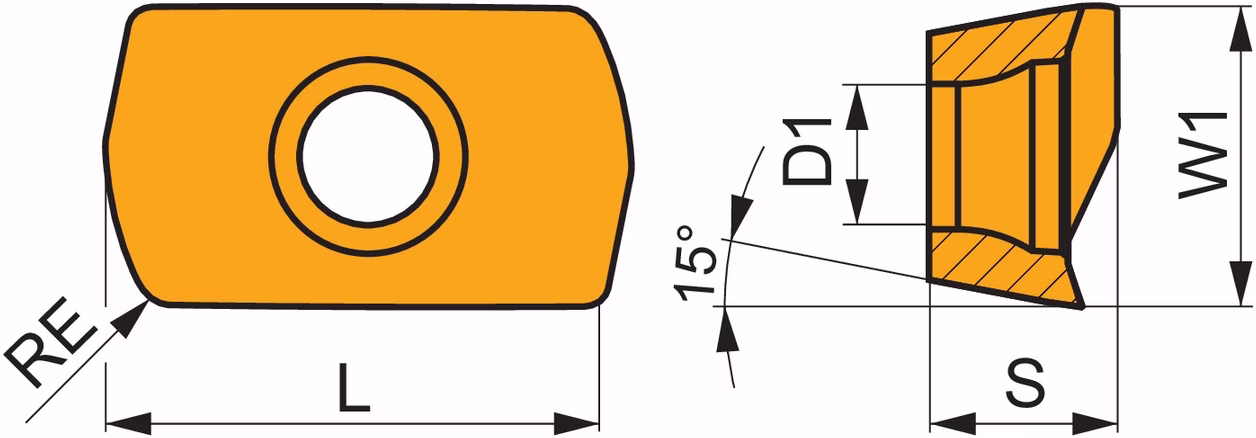 Fräswendeschneidplatte ISO ADEX 11T308SR-HF:8215 D. 2,9mm PVD beschichtet