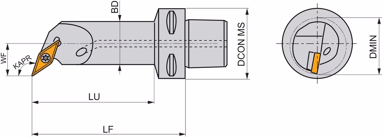Klemmhalter ISO C4-SVQBR-18090-16 D.40mm m. Polygonkupplung Rechtslauf