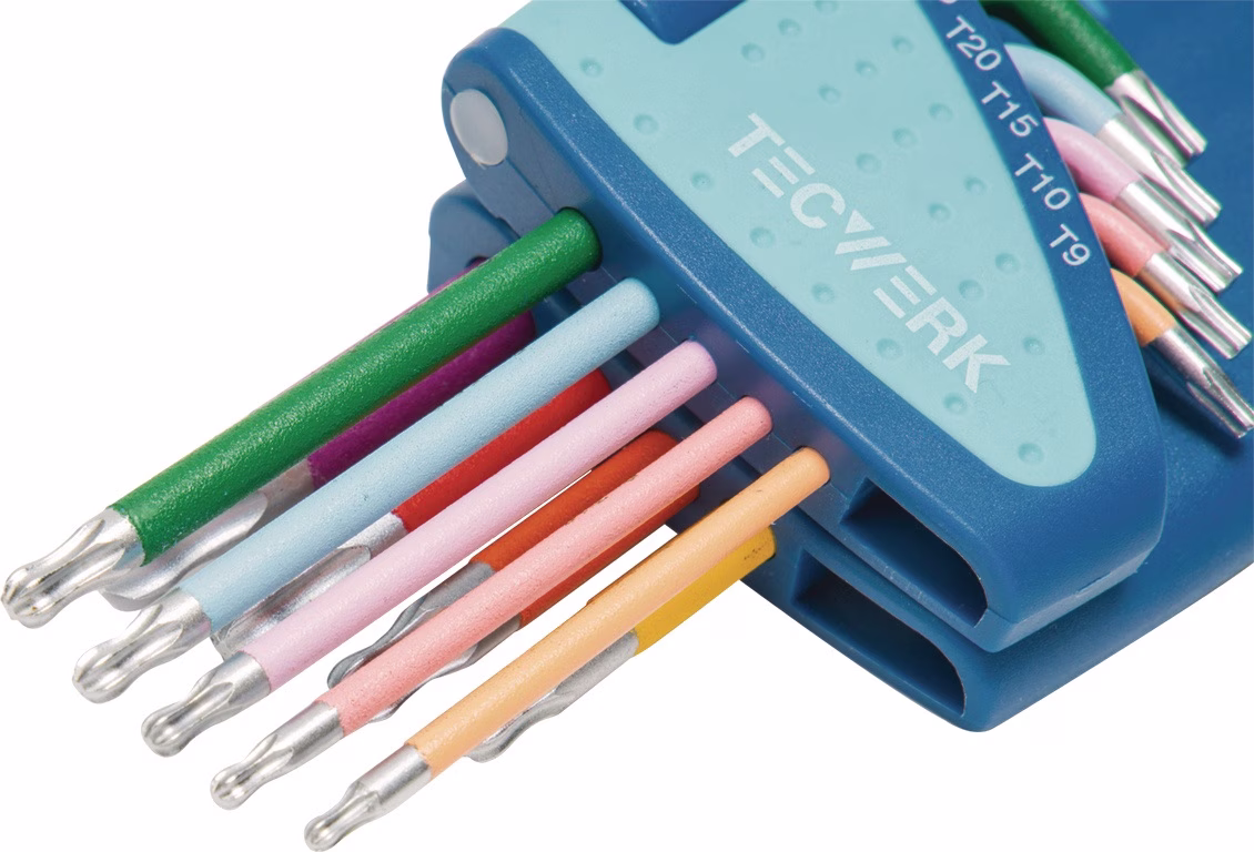 Winkelschraubendrehersatz 9-tlg.T9-T45 farbcodiert Ku.-Halter