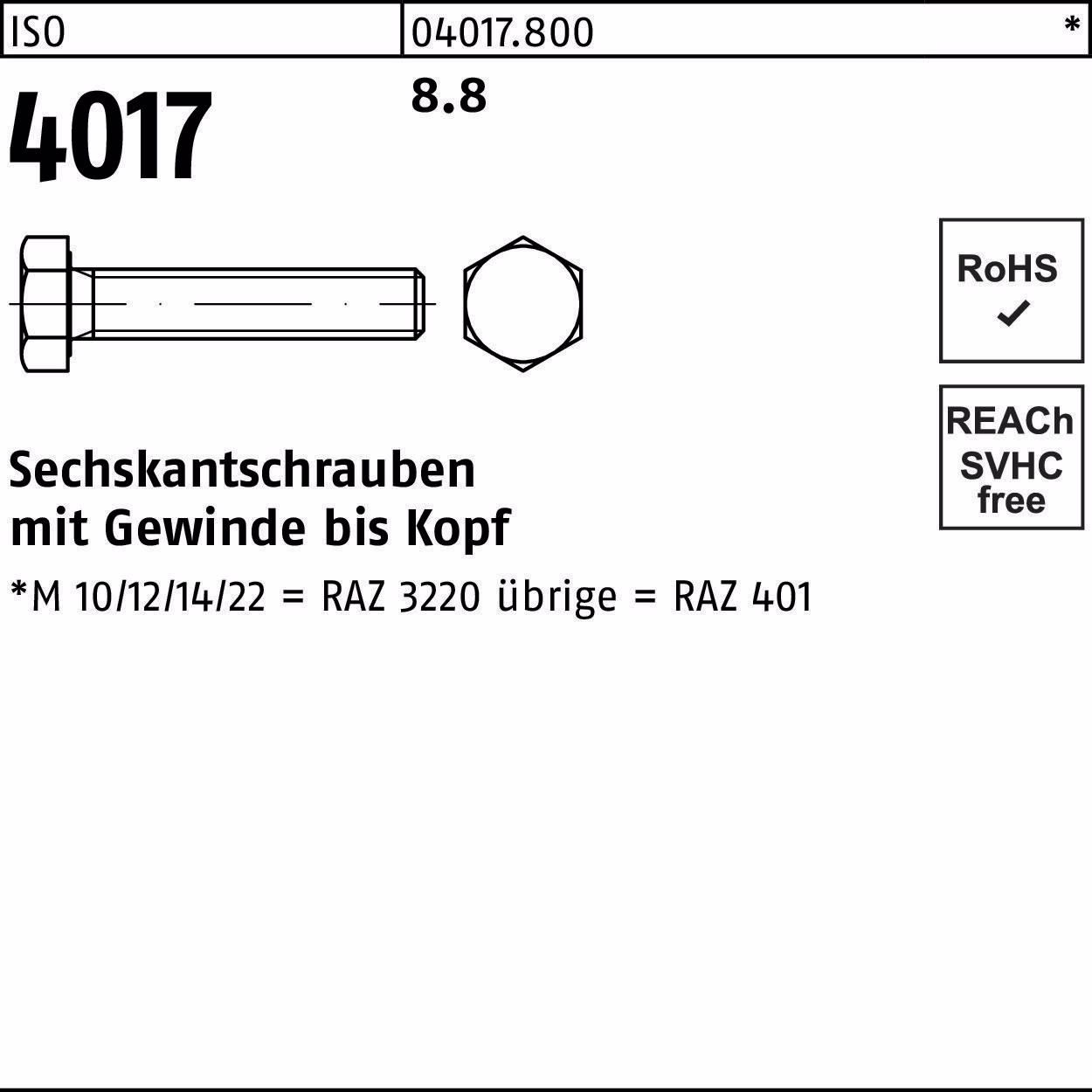 Sechskantschraube ISO 4017 VG