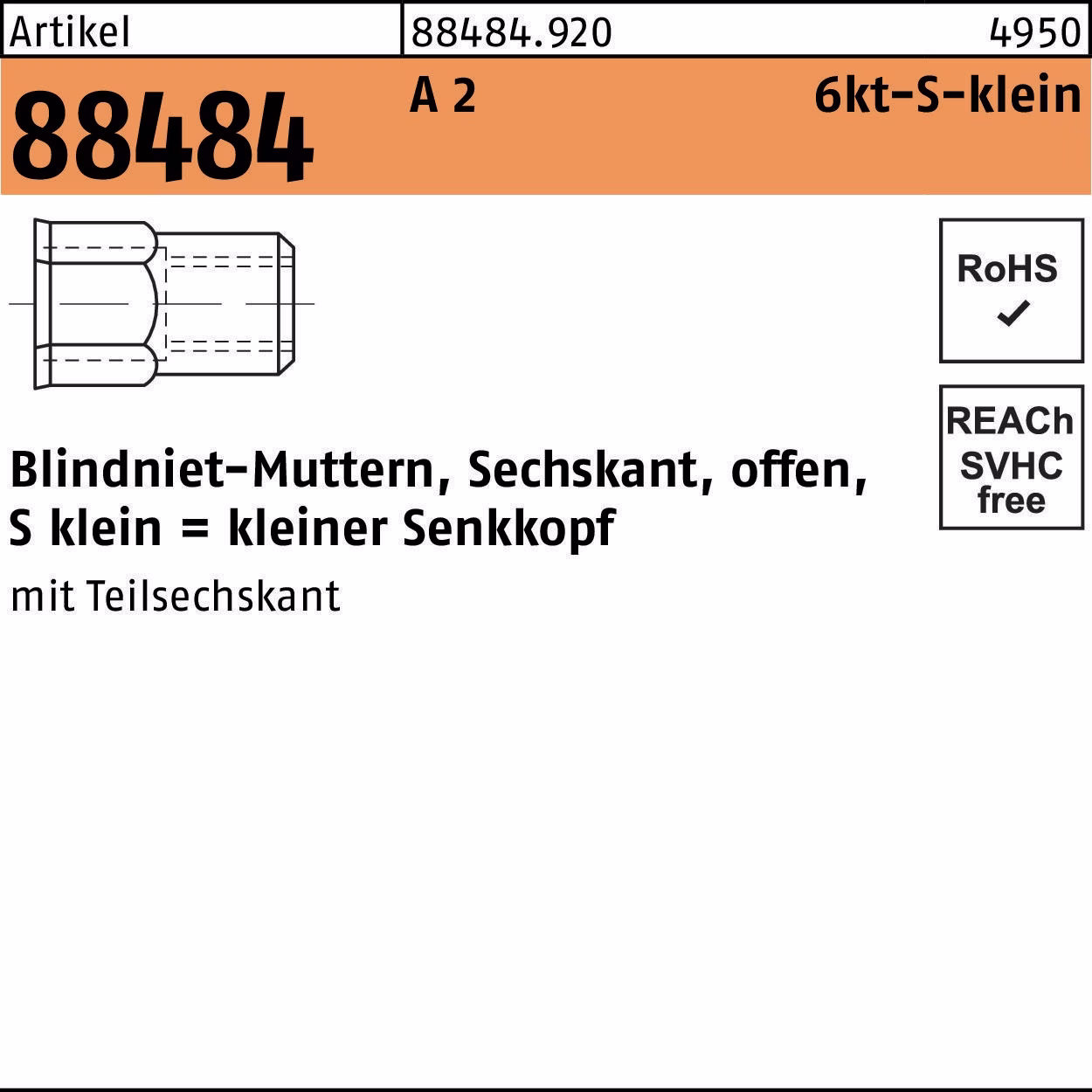 Sechskantblindnietmutter R 88484 SEKO