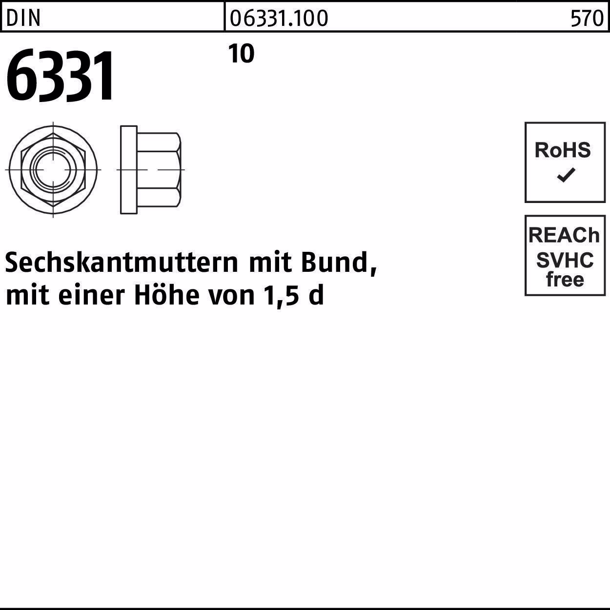 Sechskantmutter DIN 6331 SW 10