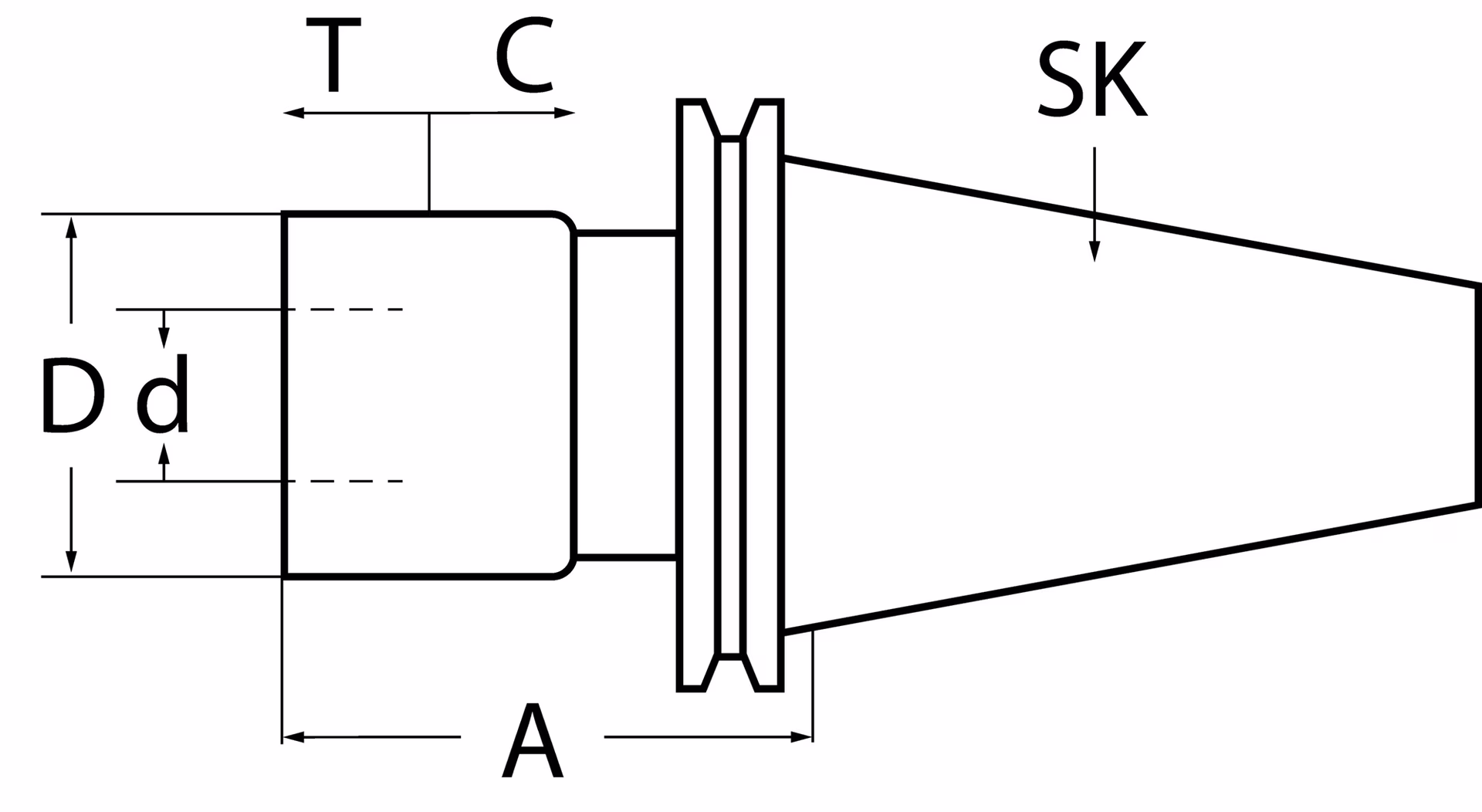 Gewindeschneidfutter DIN 69871A M3-M14 SK40 A.-L.59mm