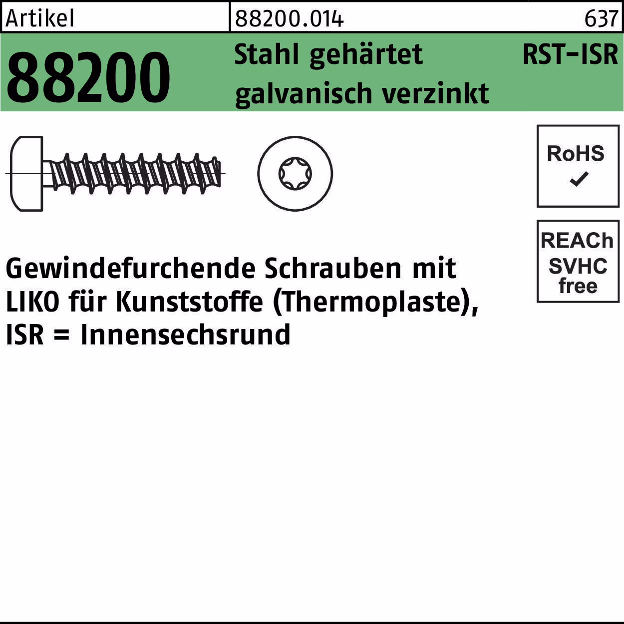 Gewindefurchendeschraube R 88200 Liko Stahl
