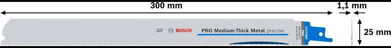 Säbelsägeblatt PRO Medium-Thick Metal precise S1237BEF L300mm B25 mm 5 St./Karte