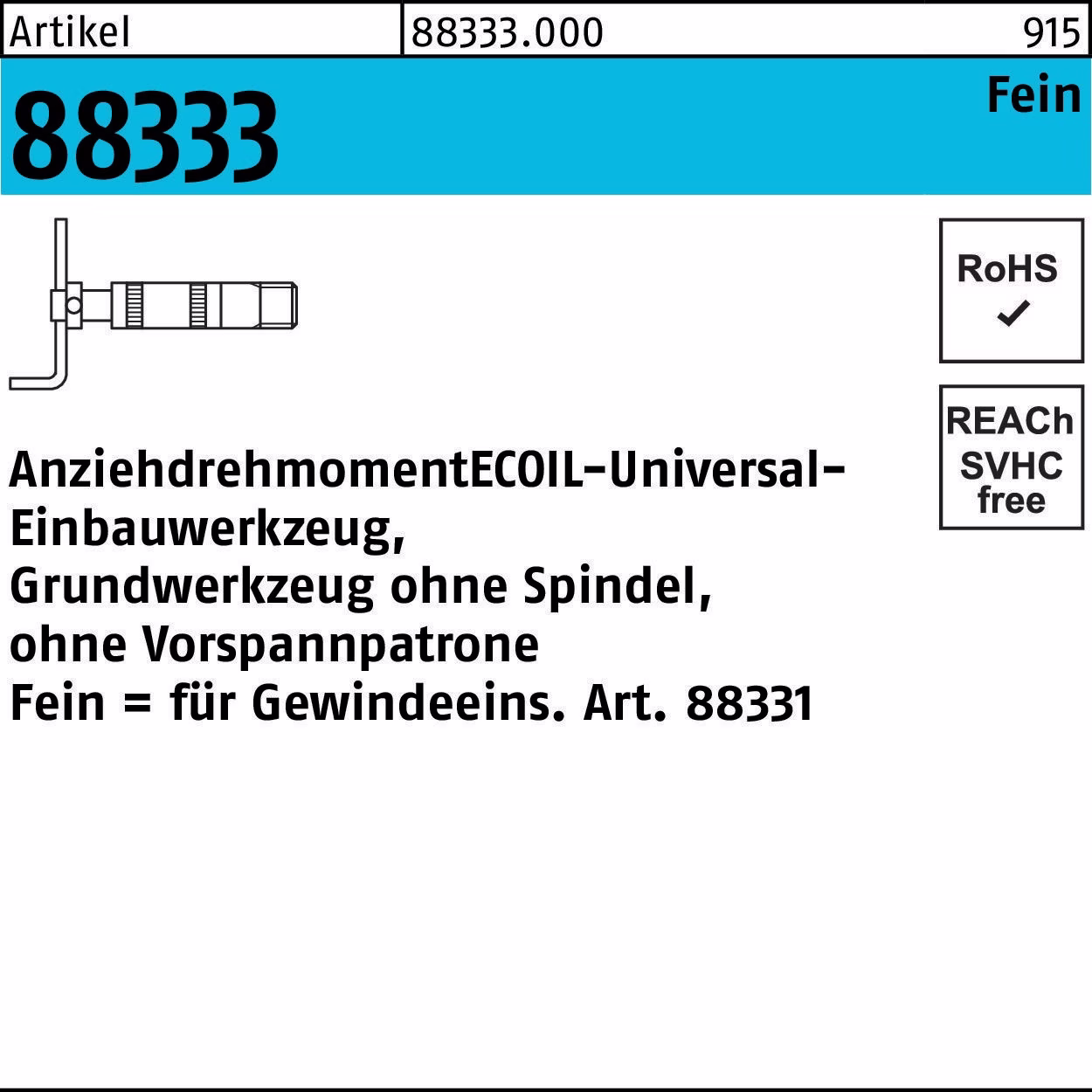 Einbauwerkzeug R 88333 Grundteil NR. Stahl 1