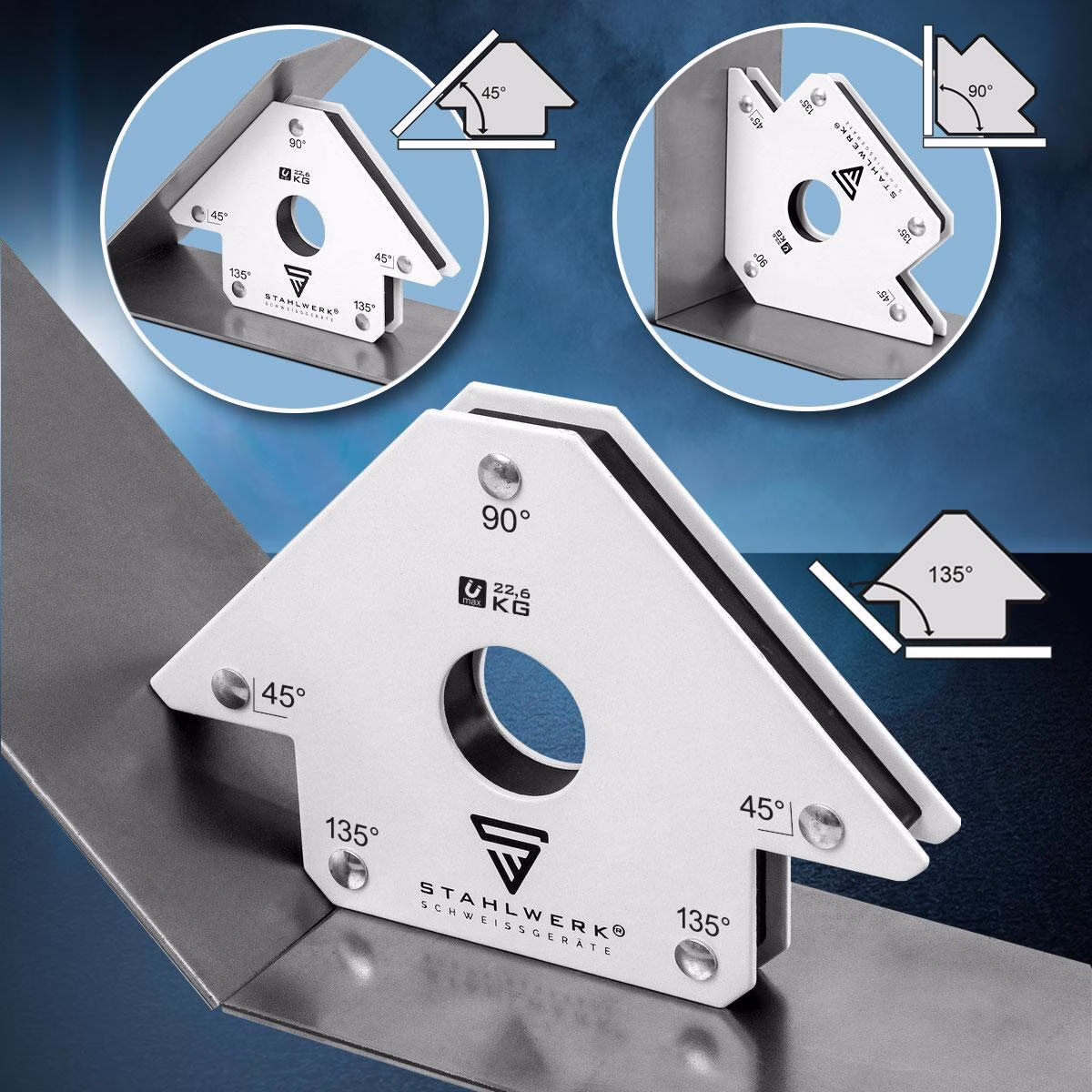 Magnet-Schweißwinkel 50 lbs/22,6kg daN 45Grad,90Grad u.135Grad
