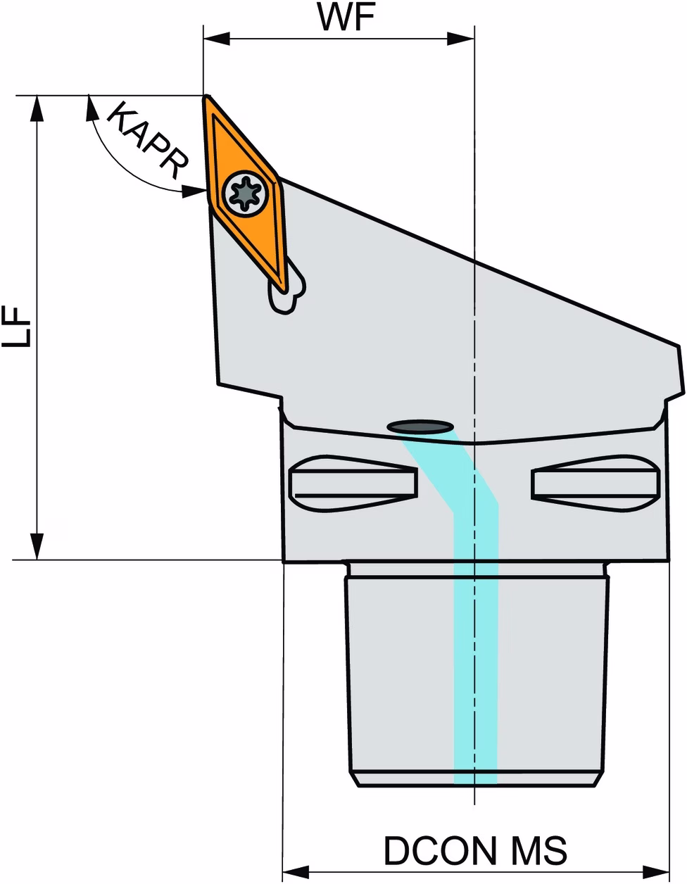 Klemmhalter ISO C4-SVJBR-27050-11-B1 D.40mm m. Polygonkupplung Rechtslauf