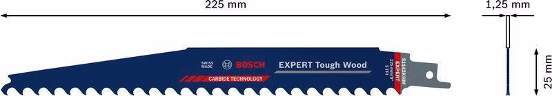 Säbelsägeblatt Expert Tough Wood L.225mm B.25mm TPI 3 8,5mm 3 St./Karte