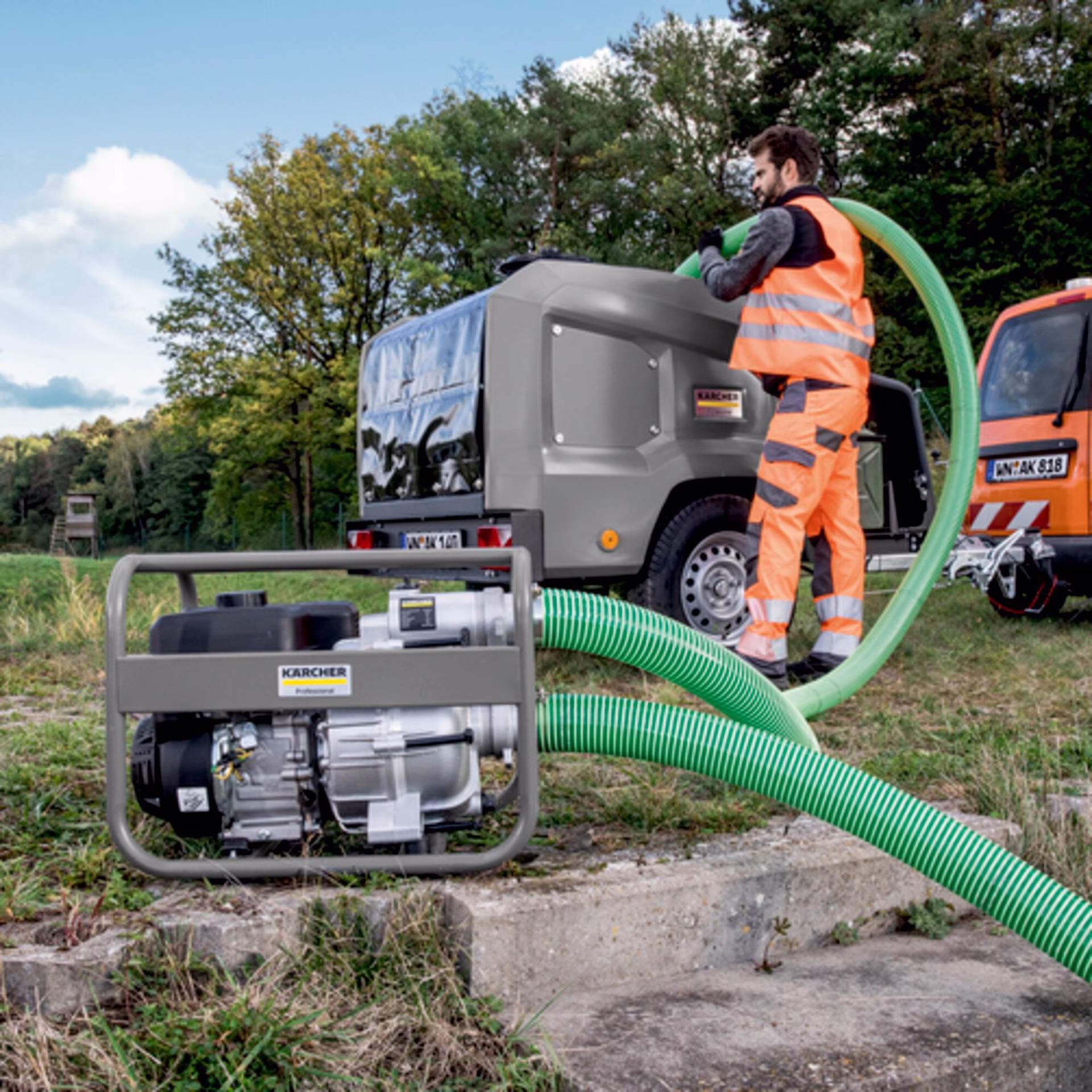 Schmutzwasserpumpe WWP 45 Benzin Hubraum 196  cm³ Förderleistung 45000 l/h