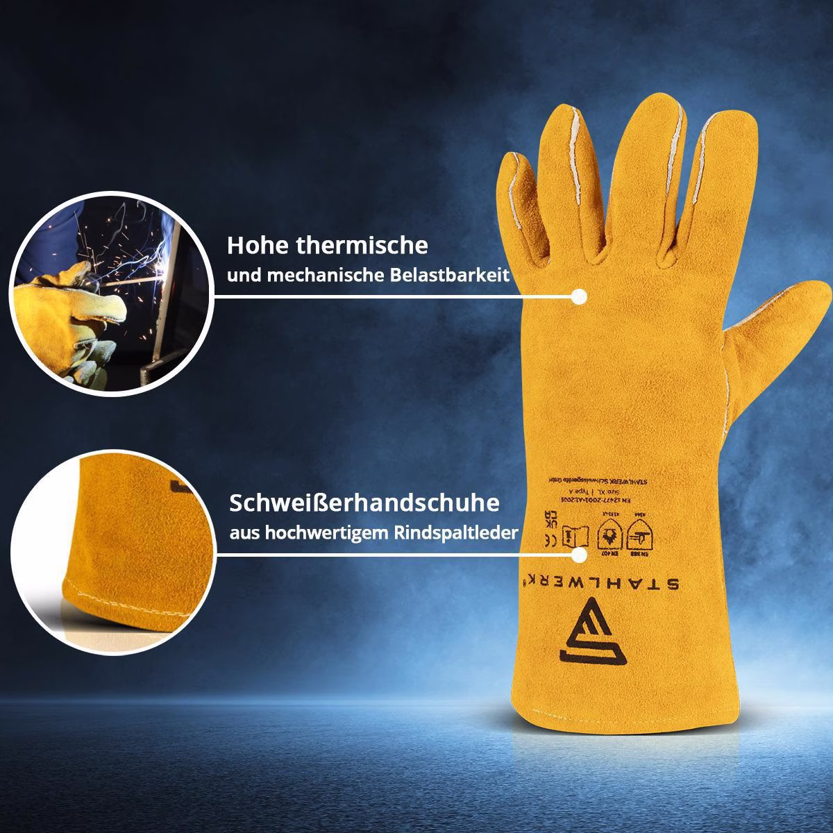 Schweißerhandschuhe Gr.Einheitsgröße Gelb/Orange PSA II