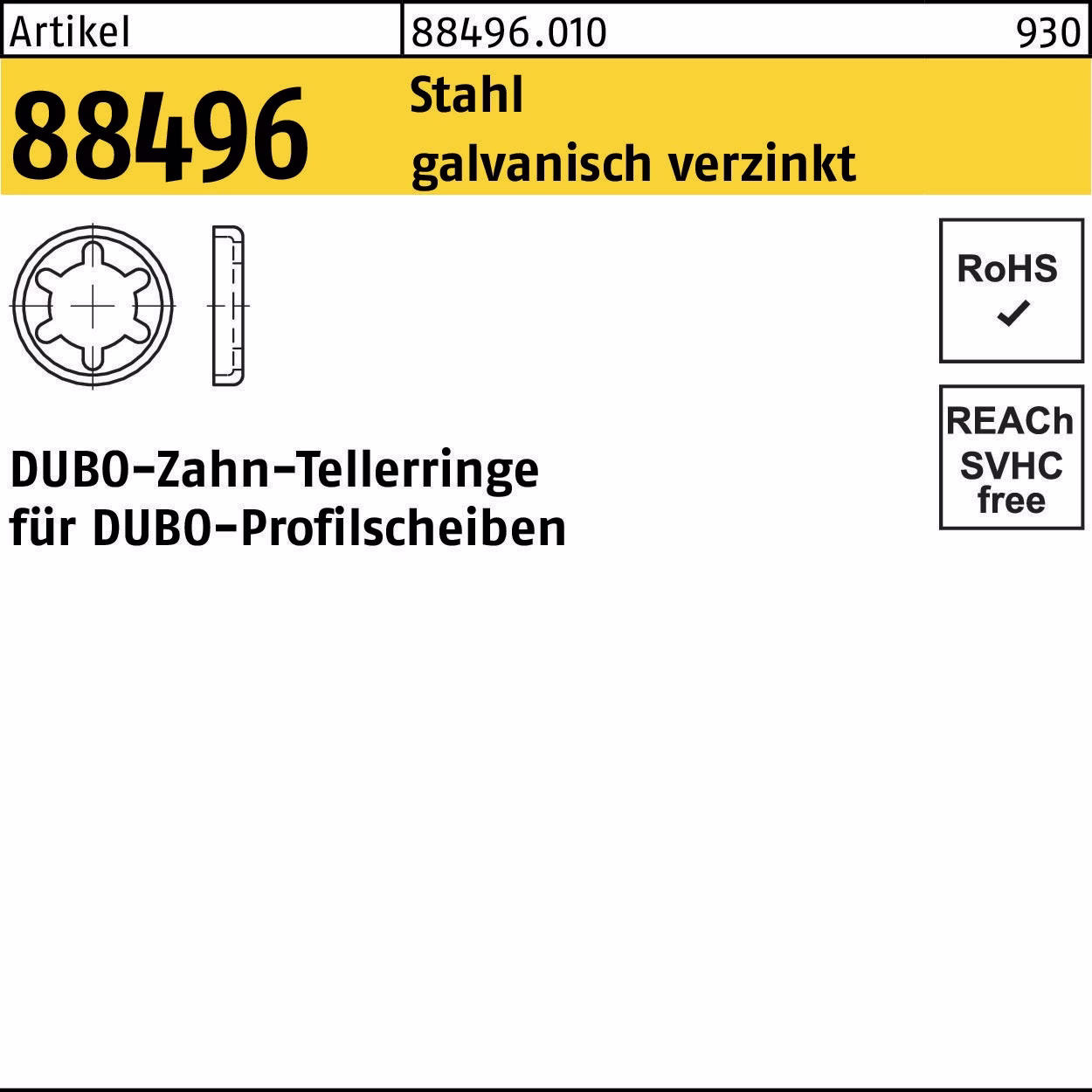 Zahntellerring R 88496 Stahl galvanisch verzinkt DUBO