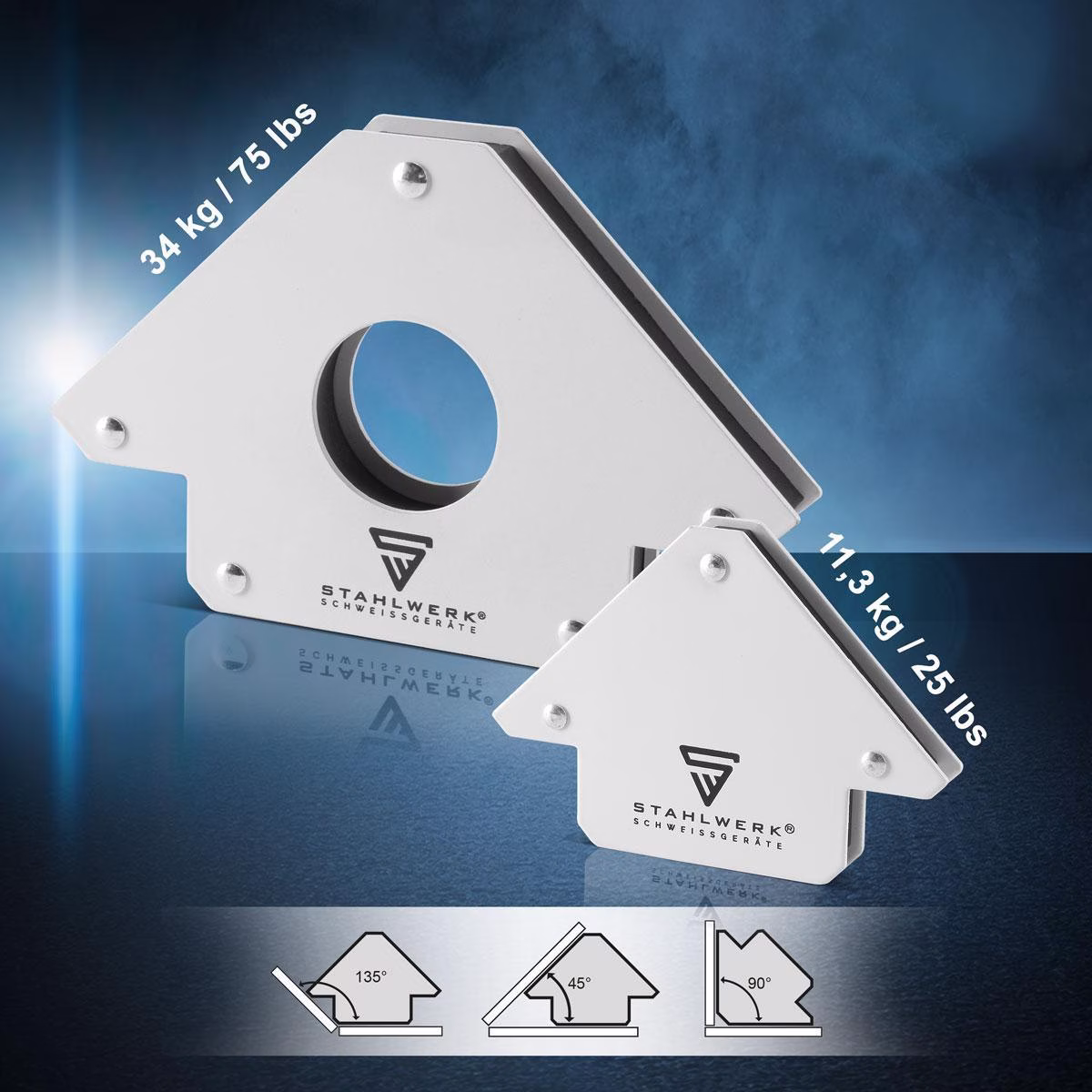 Magnet-Schweißwinkel 120x85x14mm 45Grad,90Grad u.135Grad 2 St