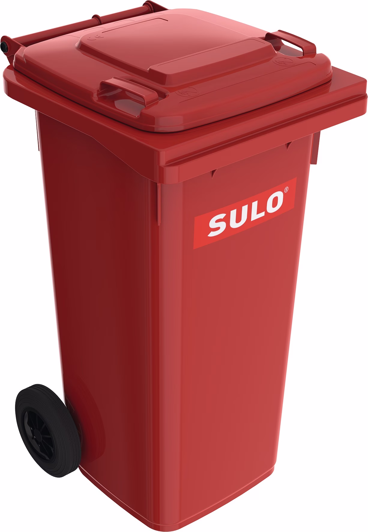 Müllgroßbehälter 120l HDPE rot fahrbar,n.EN 840