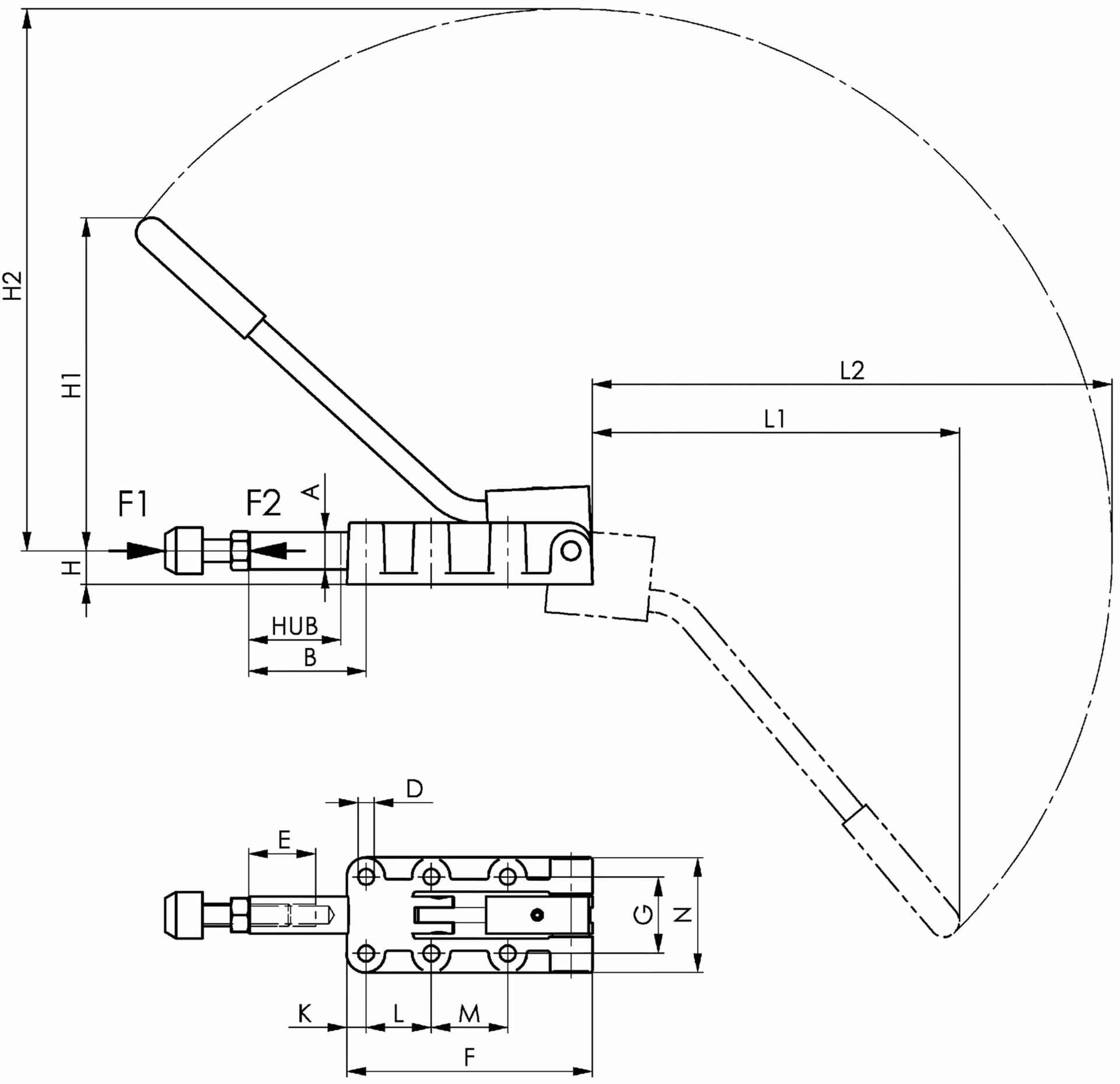Schubstangenspanner Nr.6842PL Gr.4 schwer umsteckbarer Handhebel