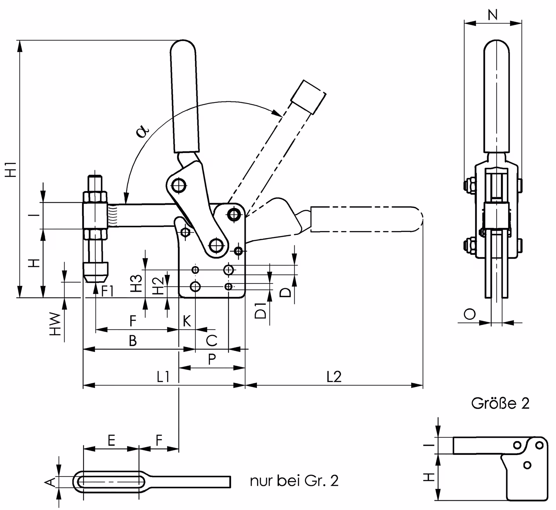 Senkrechtspanner Nr.6812P Gr.2 senkrechter Fuß schwer