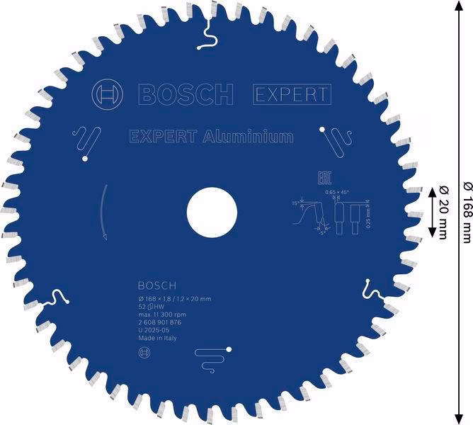 Kreissägeblatt EXPERT for Alu.AD 168mm Z.52 HLTCG Bohr.20mm Schnitt-B.1,8mm