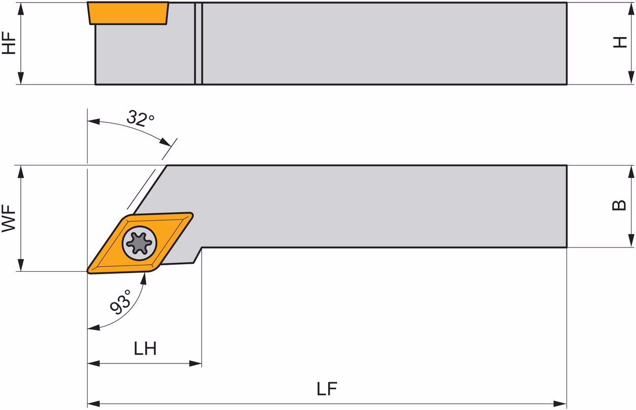 Drehwerkzeughalter ISO SDJCL 1212 F 11 Funkt.-Länge 80mm Linkslauf