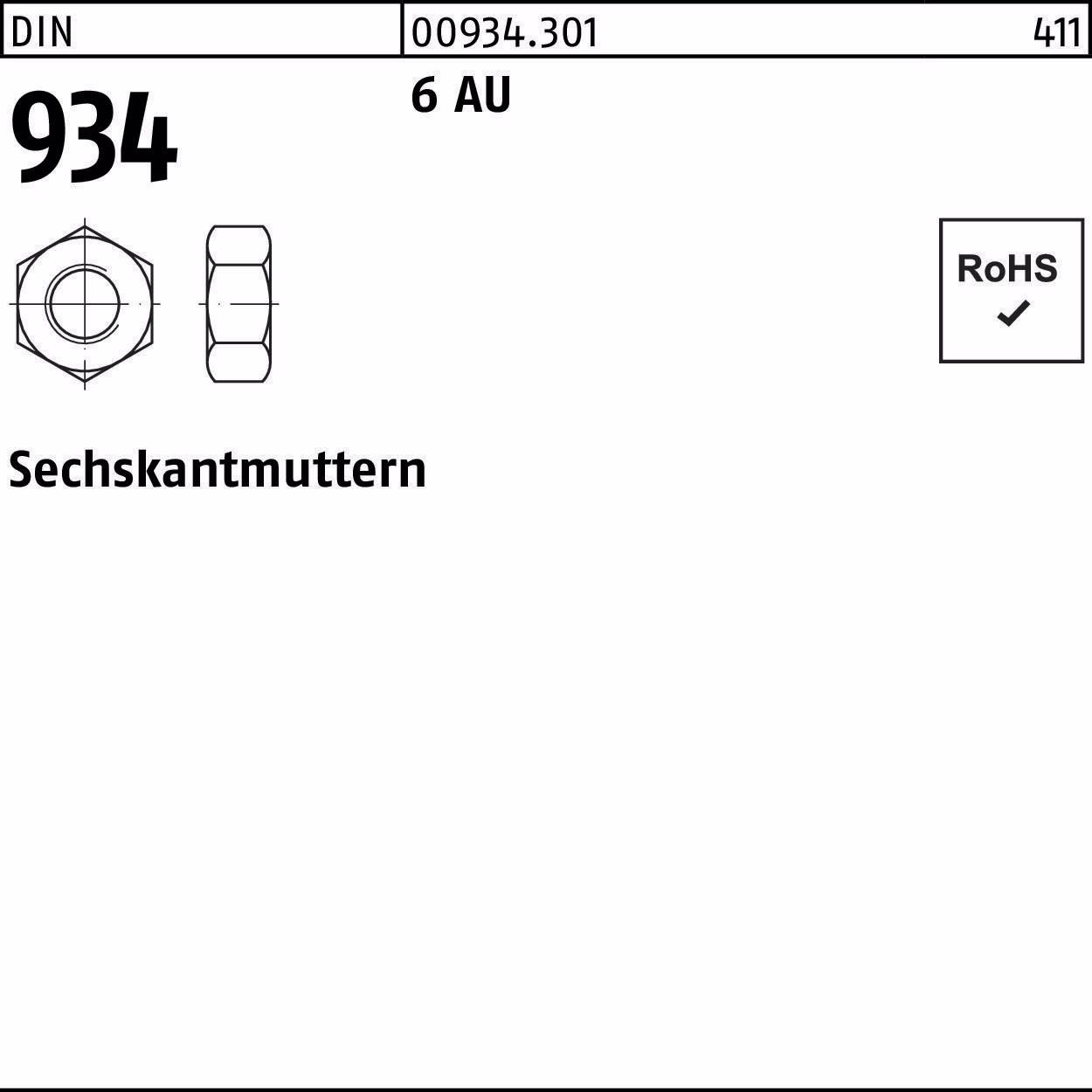 Sechskantmutter DIN 6 Automatenstahl