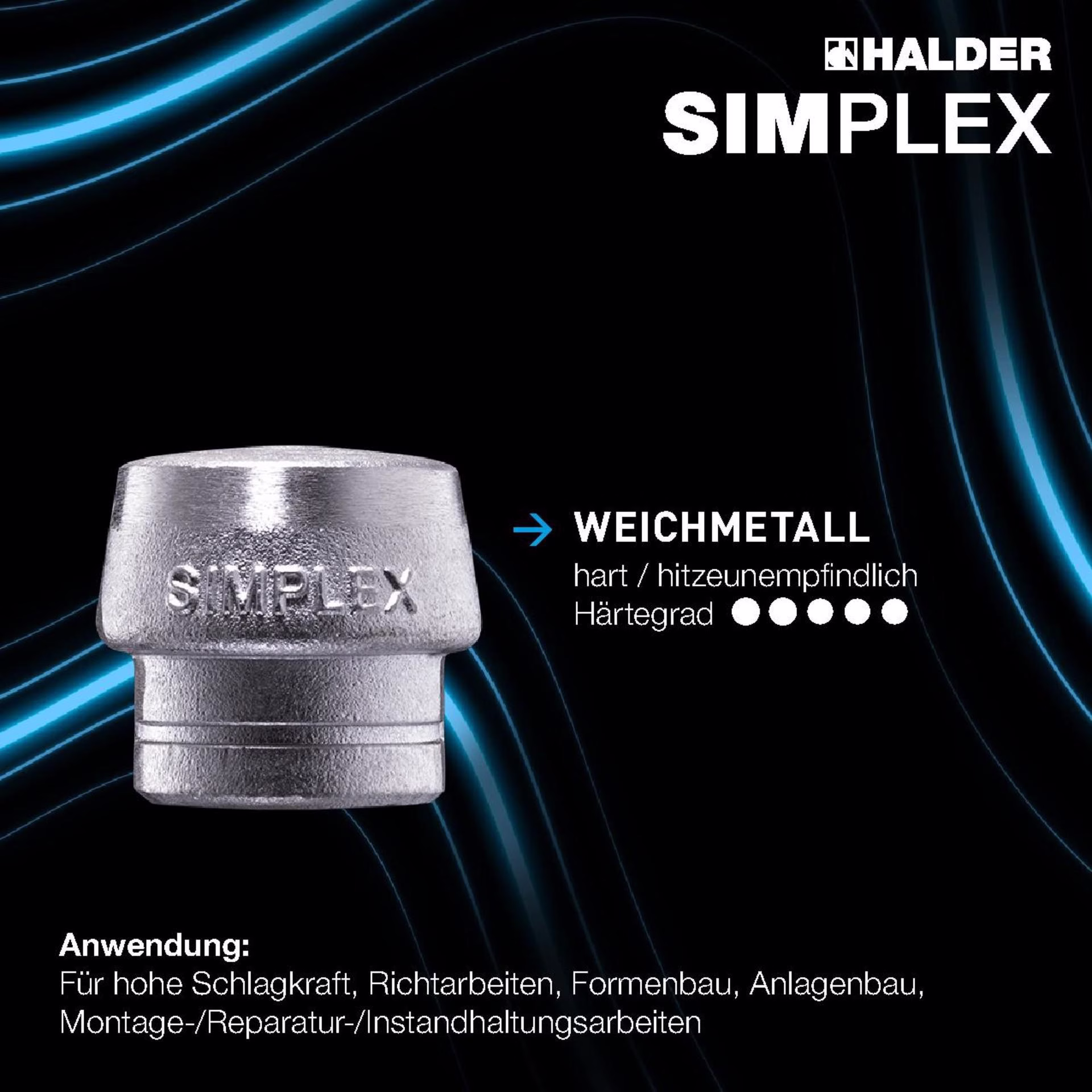 Schonhammerkopf SIMPLEX Kopf-Ø 30mm Weichmetall silber hart