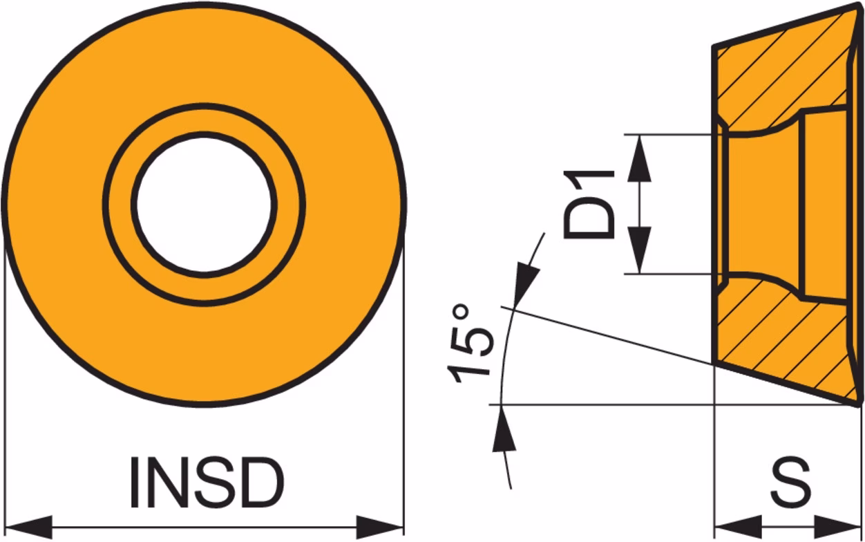 Fräswendeschneidplatte ISO RDMT 1003MOT:M8345 D. 3,9mm PVD beschichtet