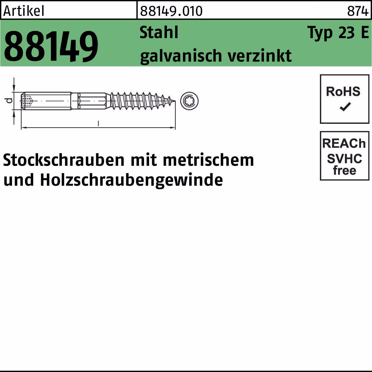 Stockschraube R 88149 Typ 23 E