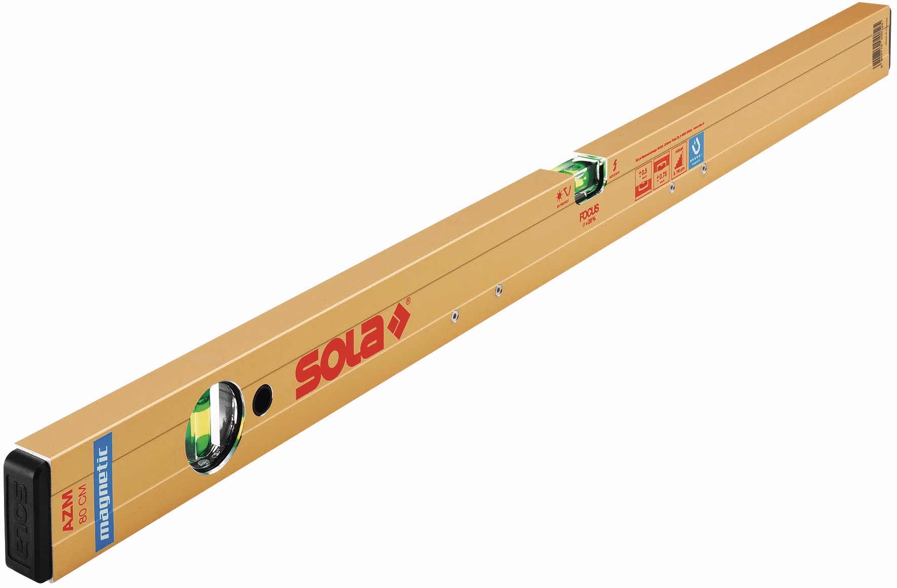 Wasserwaage AZM Aluminium gold eloxiert 0,5 mm/m SOLA