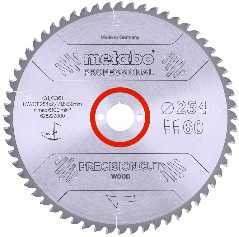 Kreissägeblatt precision cut wood professional D254xB2,4xBohrung30mm 60Z. WZ