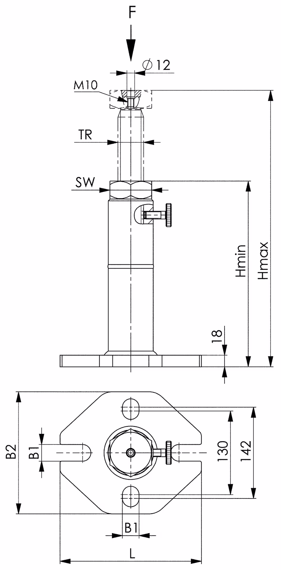 Schraubbock Nr.6435S Gr.300 schwer H.200-300mm