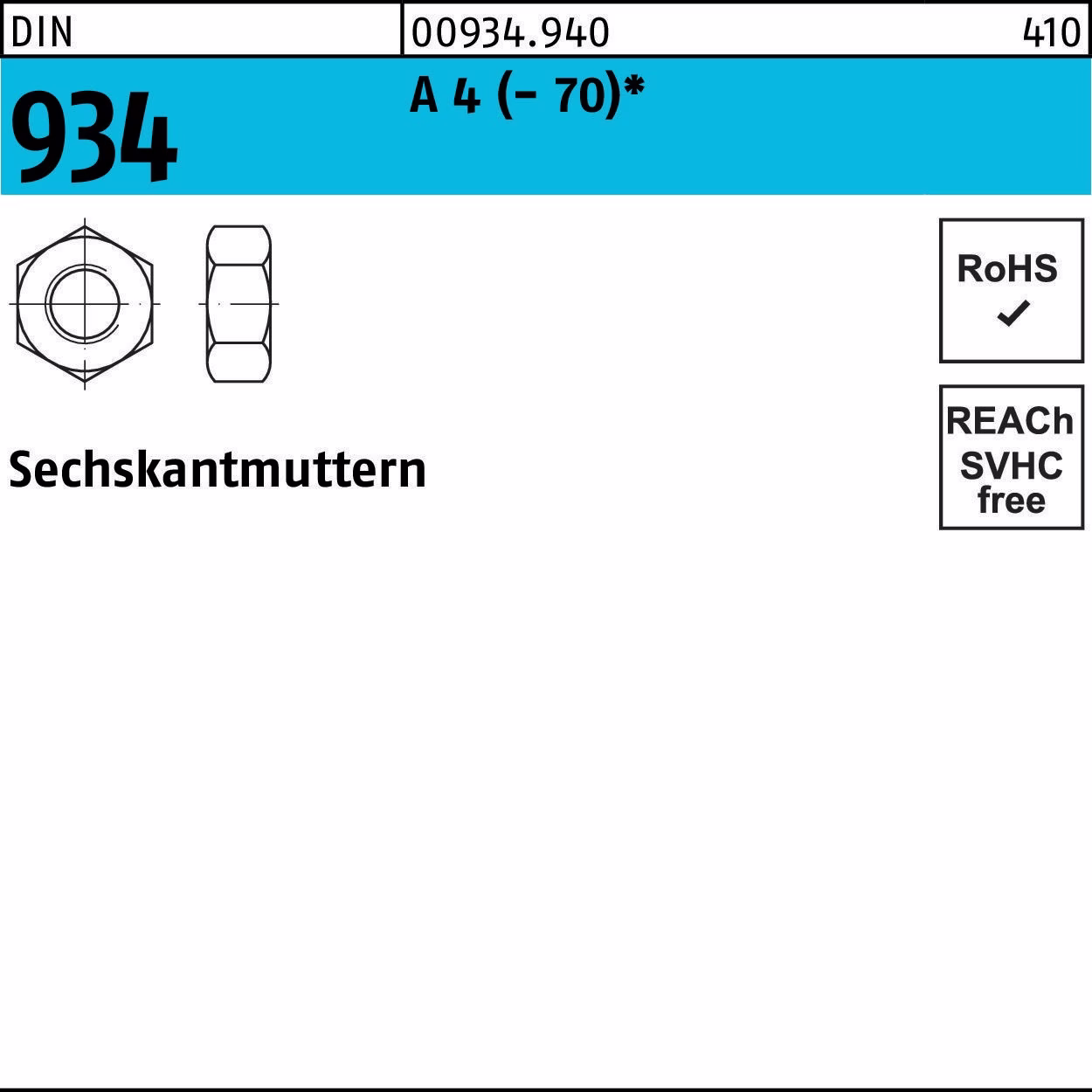 Sechskantmutter DIN 4