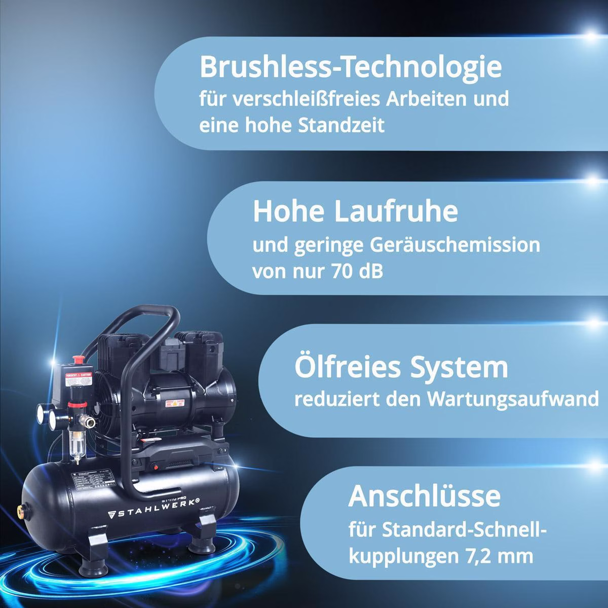 Kompressor ST-110 Pro 250l/min 8bar 12l