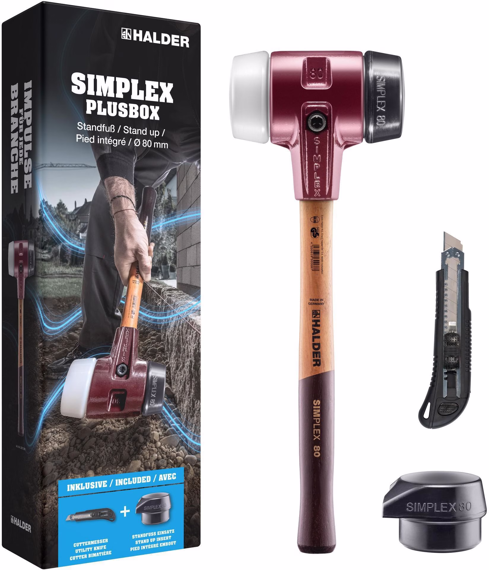 Schonhammer SIMPLEX-Plusbox Starterkit mittelhart lackiertes Holz Gummi/Superplastik HALDER