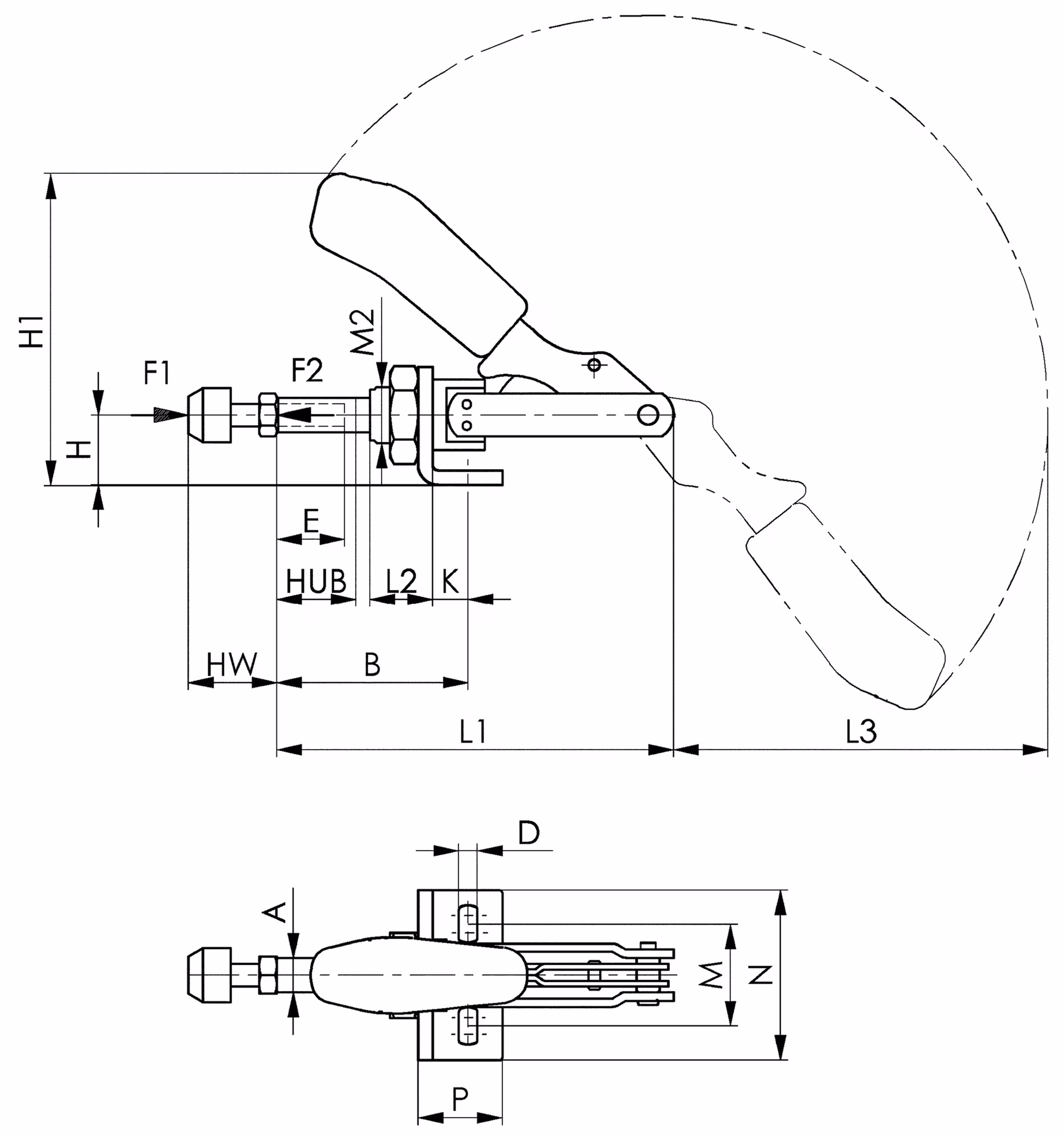Schubstangenspanner Nr.6841 Gr.1 kl.Winkelfuß