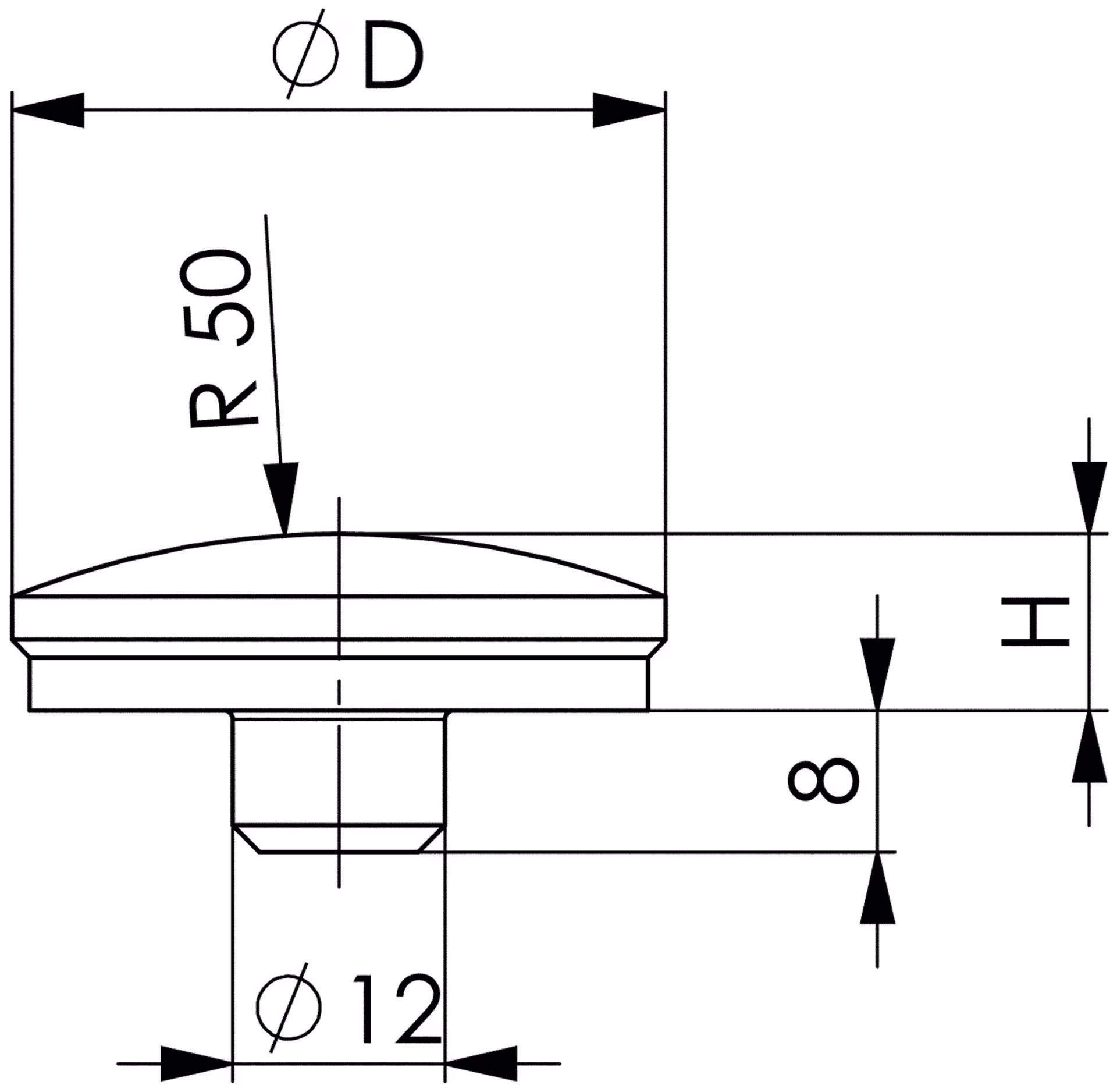 Schraubbockaufsatz Nr.6440 Einsteckzapfen-D.12mm KGL AD 37mm