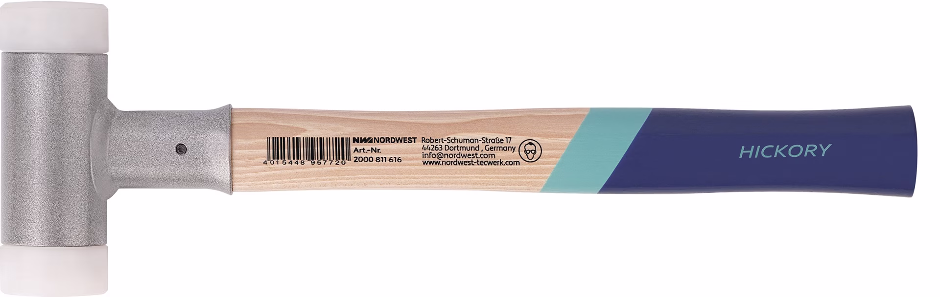 Schonhammer L.350mm Kopf-D.30mm Hickory rückschlagfrei hart Nyl.weiß