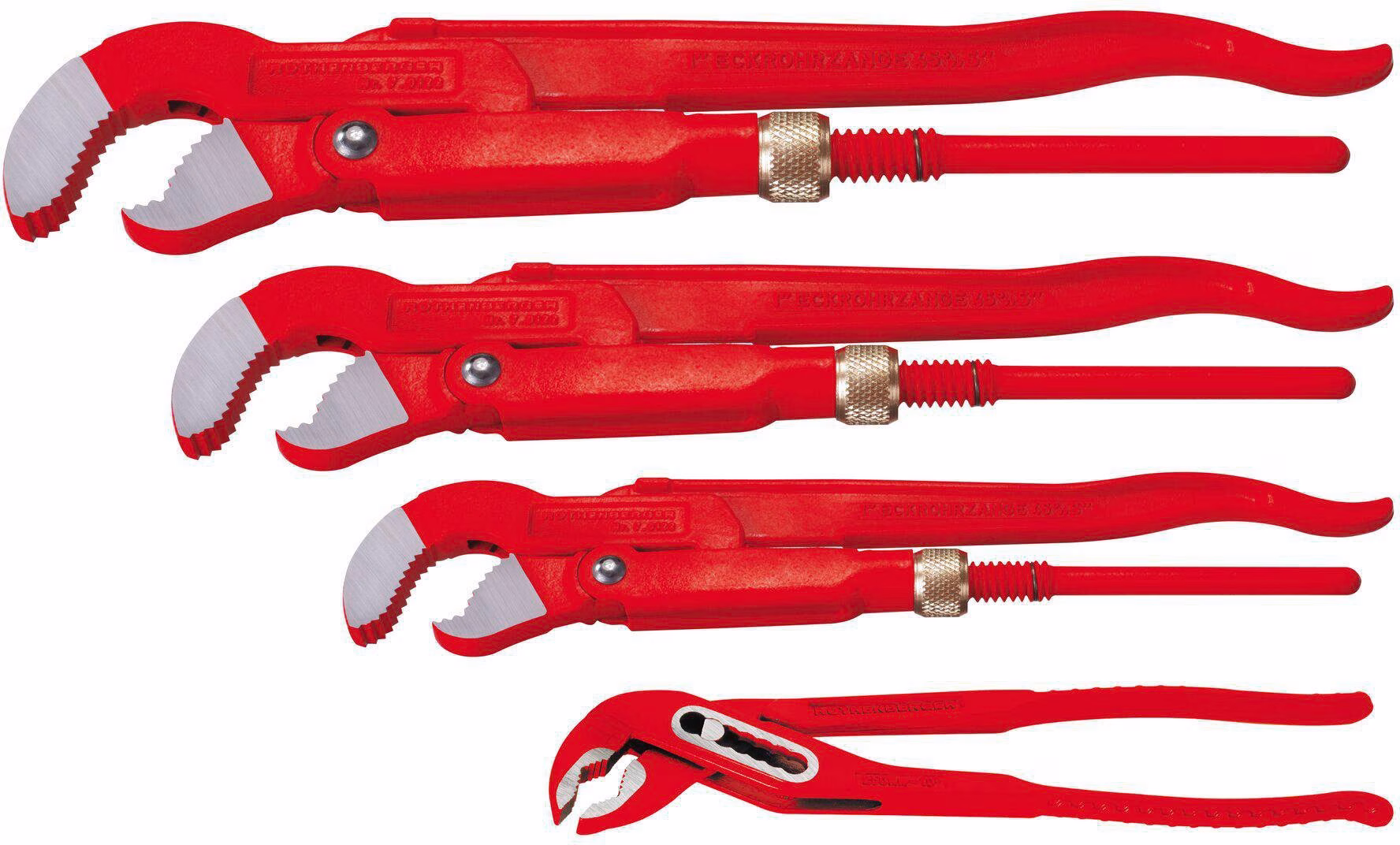 Eckrohrzangenset Profi-Set 4 4tlg.f.Rohre 1-1,1/2-2,10 Zoll